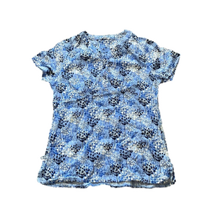 Dansko Blue Floral Scrub Top Short Sleeve Medical Uniform Workwear SIZE M